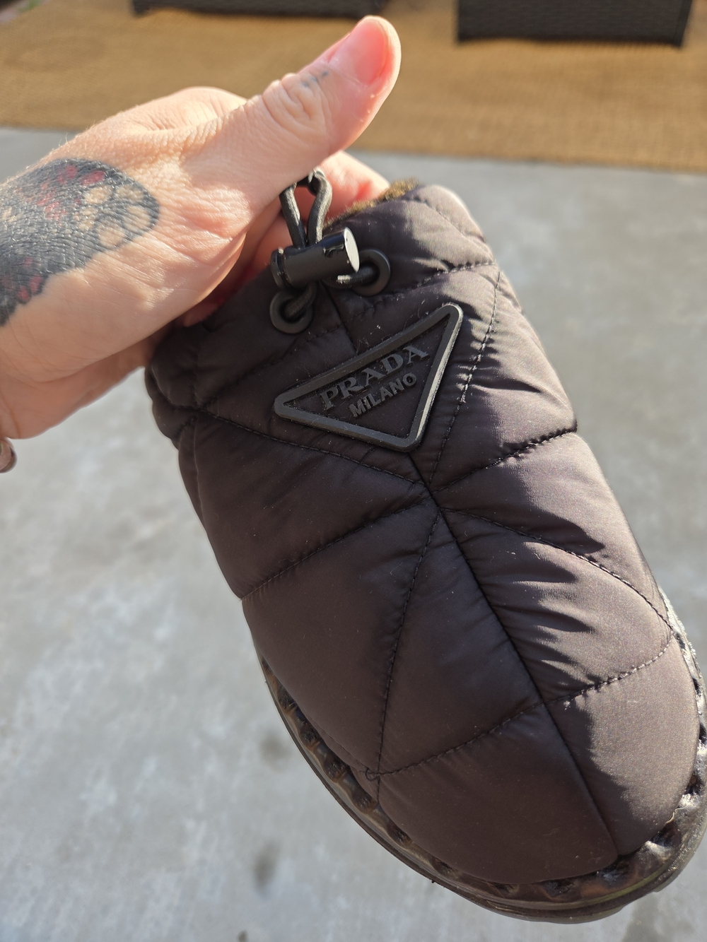 Prada Quilted Brown Slide Mules - Picture 3 of 8